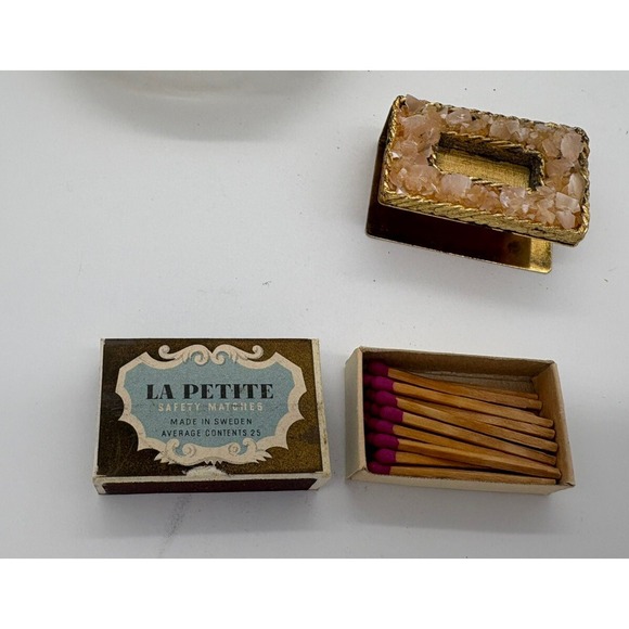 Vintage Matchbox Holder  And Ashtray with La Petite Safety Matches Sweden - Picture 6 of 8